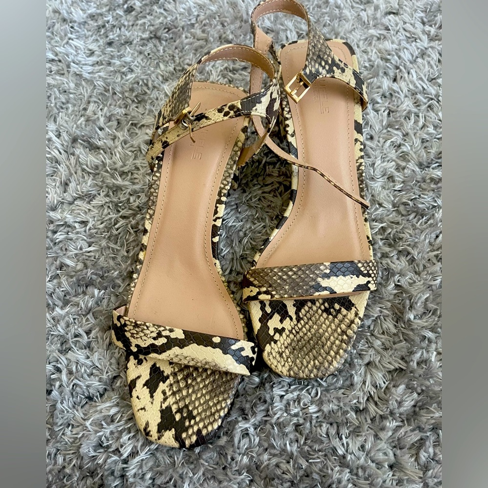 Snake Print Block Strap Sandals - image 1